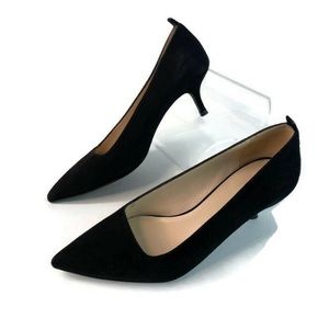 Everlane The Editor Black Pump Kitten Heel Suede Pointed Toe 6